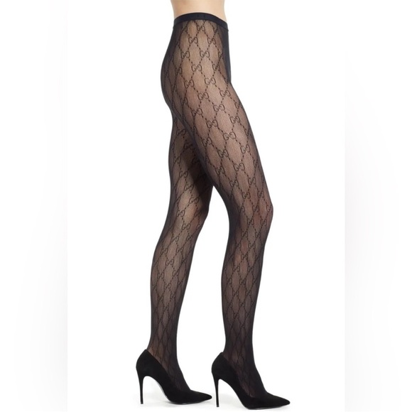 Gucci Accessories - Gucci Black Logo Pattern Tights